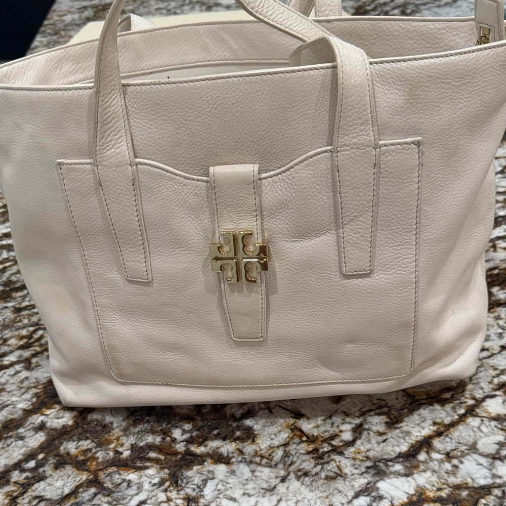 Tory Burch Ivory Leather Tote